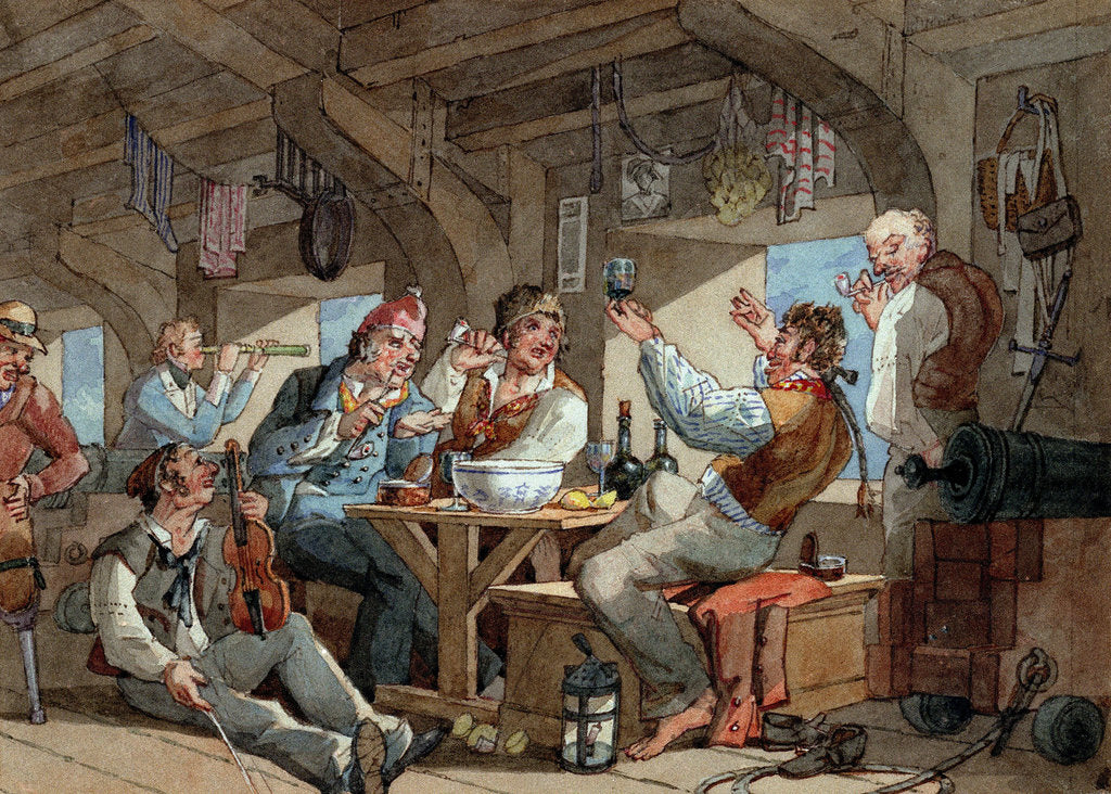 Detail of Shipmates carousing on shipboard by William Henry Pyne