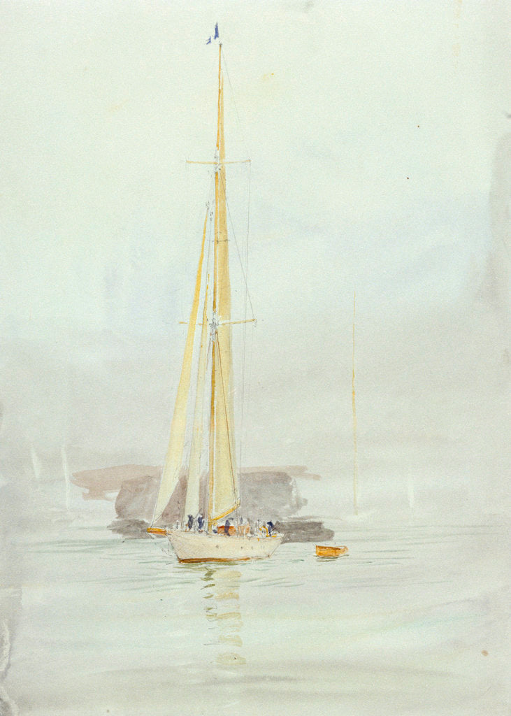 Detail of White yacht by William Lionel Wyllie