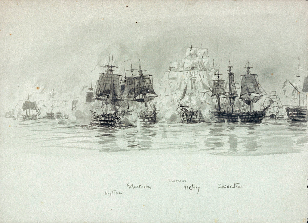 Detail of Named vessels at the Battle of Trafalgar 1805 by William Lionel Wyllie