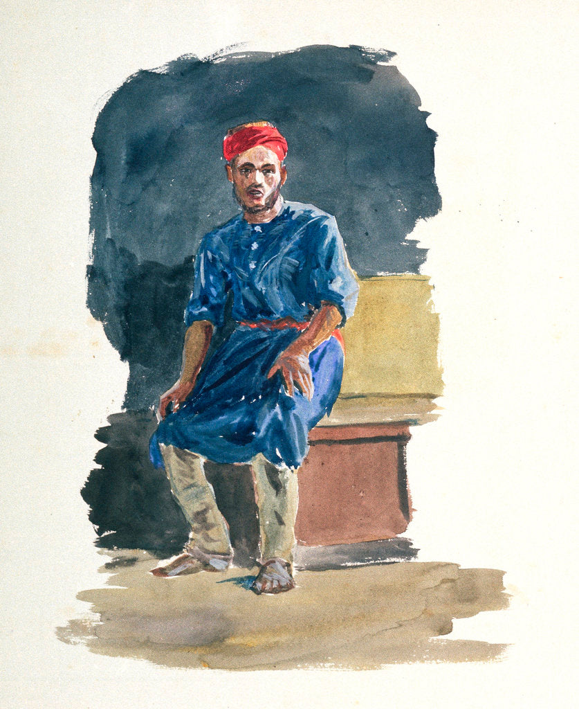 Detail of Study of a seated man in North African dress by William Lionel Wyllie