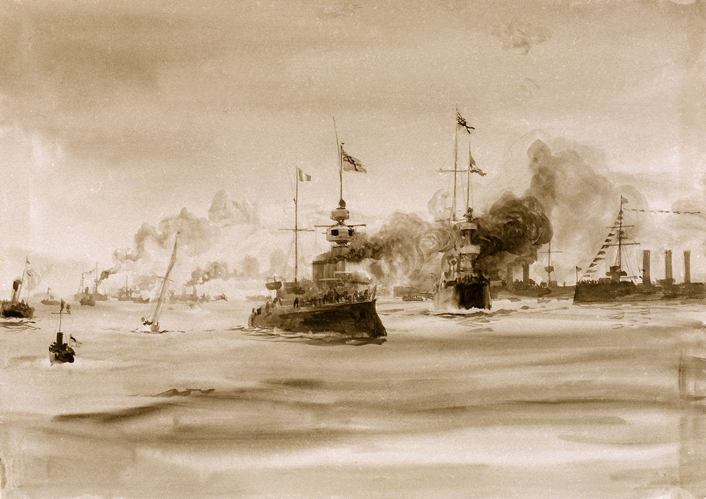 Detail of Visit of French fleet by William Lionel Wyllie