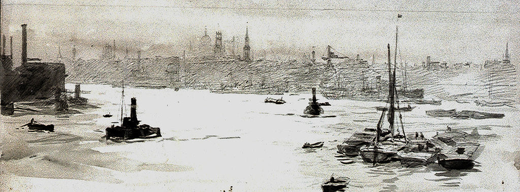 Detail of City from Limehouse by William Lionel Wyllie