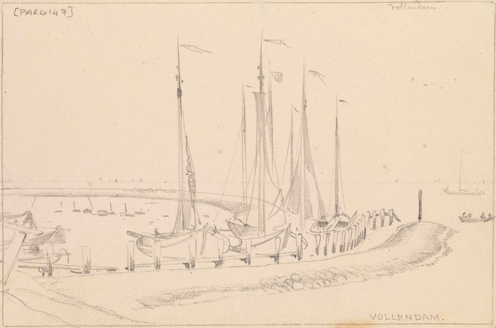 Detail of Vollendam harbour looking seaward by Edward William Cooke