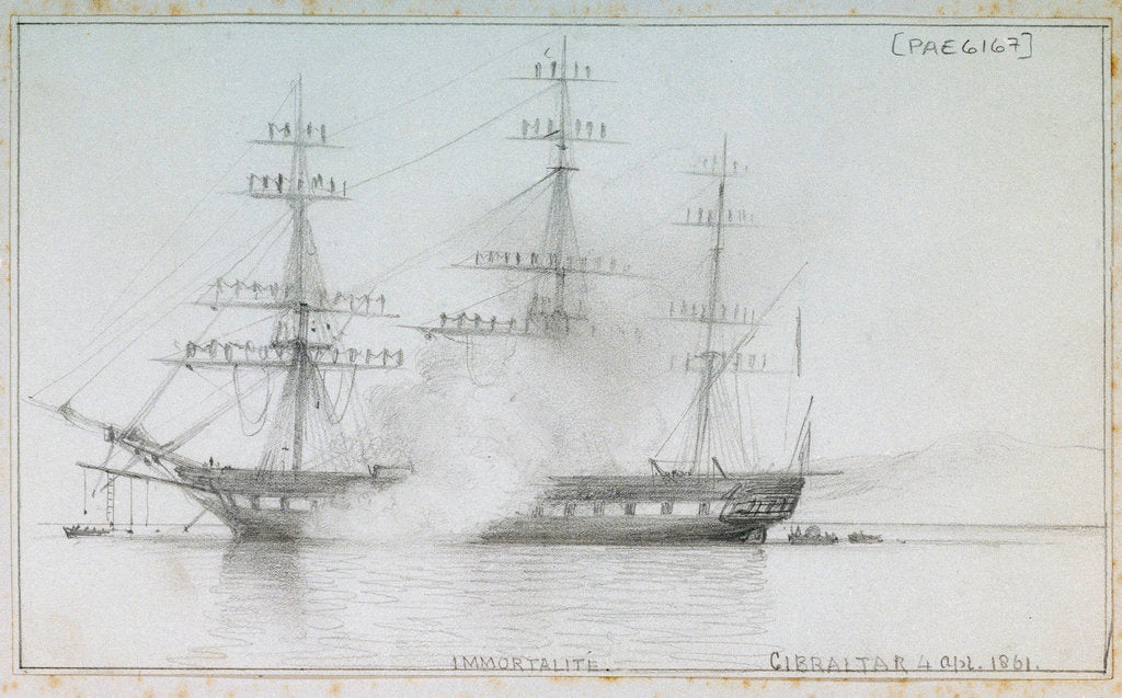 Detail of 'Immortalite' Gibraltar, 4 April 1861 by Edward William Cooke