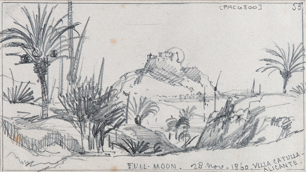 Detail of Villa Catulla Alicante, by moonlight by Edward William Cooke