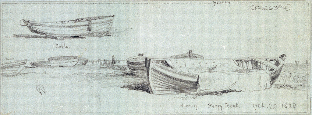 Detail of Fishing vessels hauled up Yarmouth by Edward William Cooke