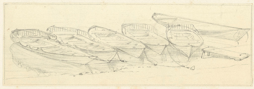 Detail of Wherries at Richmond, a study for the shipping and craft plate, with further studies on reverse by Edward William Cooke