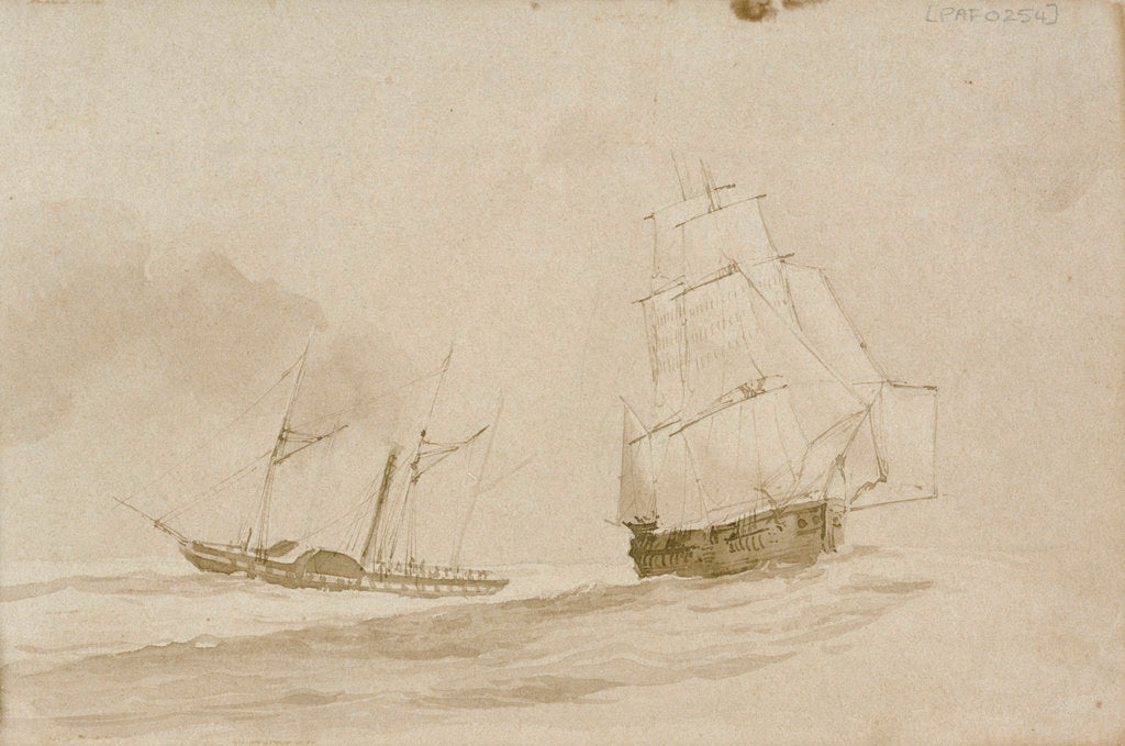 Detail of No II. Parting company with the Rhadamanthus off the Orkneys June 1836 by Stanley Owen
