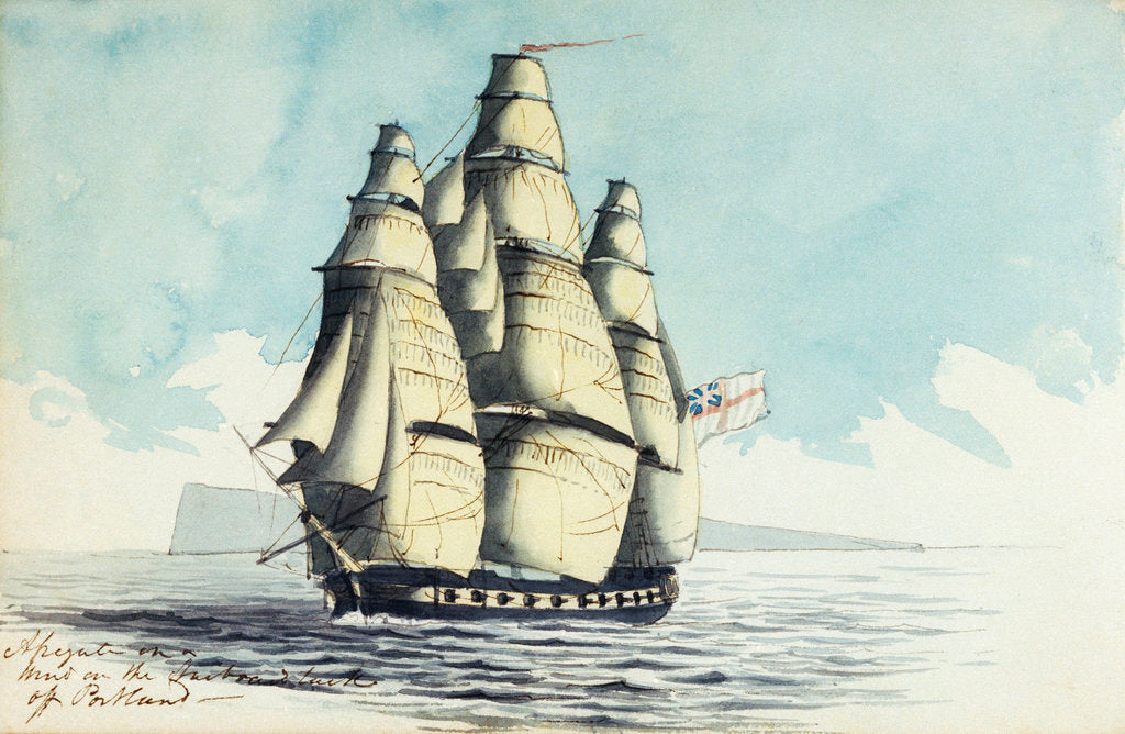 Detail of A brig of war on the starboard tack off the Lizard by Henry Studdy