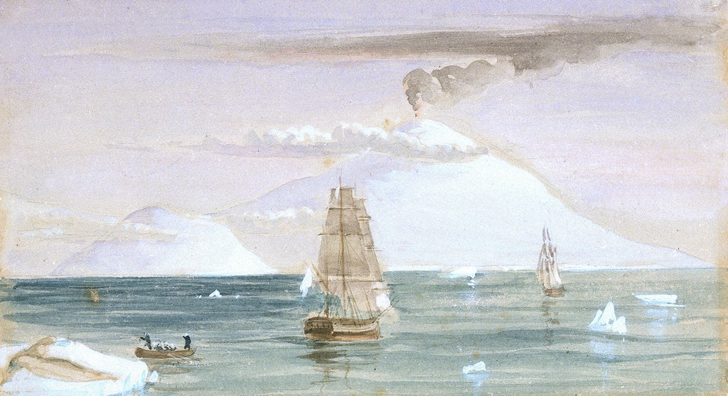 Detail of Beaufort Island and Mount Erebus. Discovered 28 January 1841 by J.E. Davis