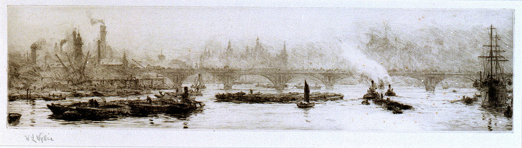 Detail of The Shot Tower and Waterloo Bridge by William Lionel Wyllie