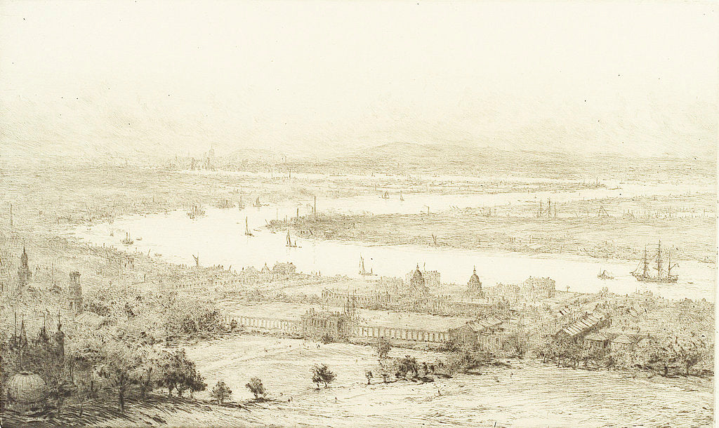 Detail of The Thames from Greenwich Park by William Lionel Wyllie