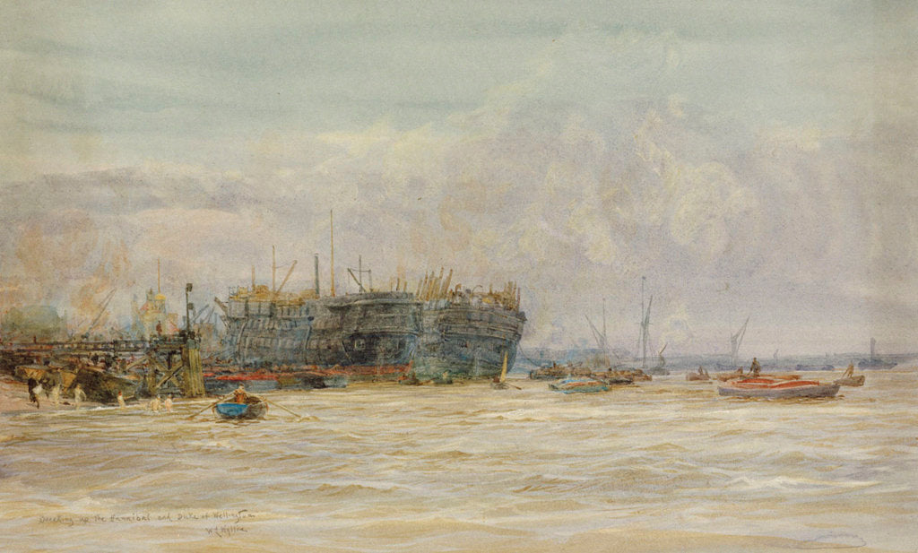 Detail of Breaking up HMS 'Hannibal' and 'Duke of Wellington' by William Lionel Wyllie