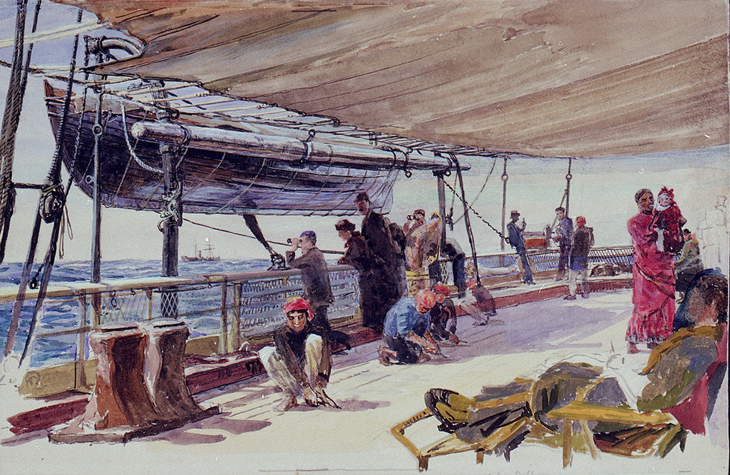 Detail of Aboard the Garonne in the West Indies by William Lionel Wyllie