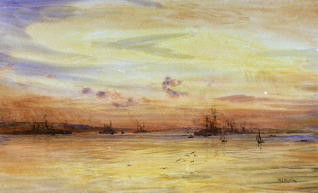 Detail of Sunset with the Fleet by William Lionel Wyllie