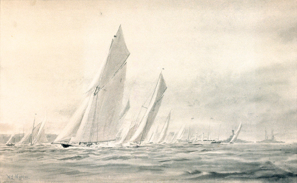 Detail of Big yachts round Spithead by William Lionel Wyllie