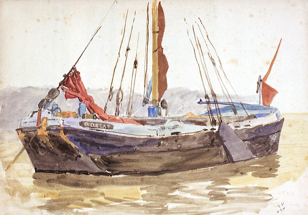 Detail of Thames sailing barge by William Lionel Wyllie