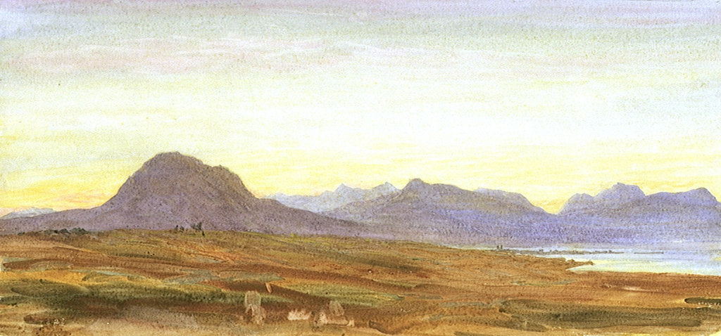 Detail of Sunset, Hills, probably Scotland by William Lionel Wyllie