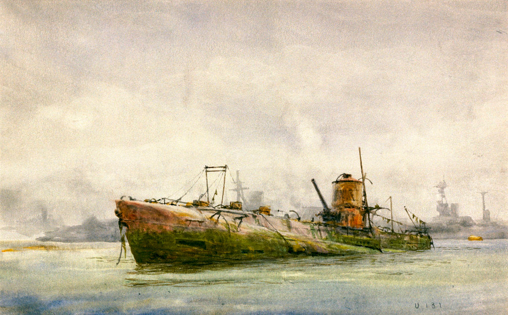 Detail of Hun submarine by William Lionel Wyllie