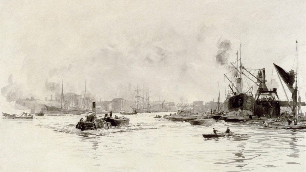 Detail of London River by William Lionel Wyllie