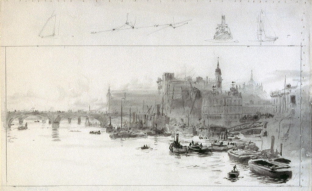 Detail of View towards Cannon Street Station from the East by William Lionel Wyllie