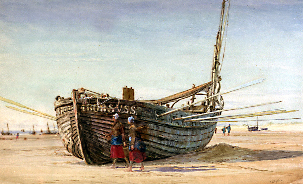 Detail of A Fishing Boat from St Valery-sur-Somme at Berck-sur-Mer by William Lionel Wyllie