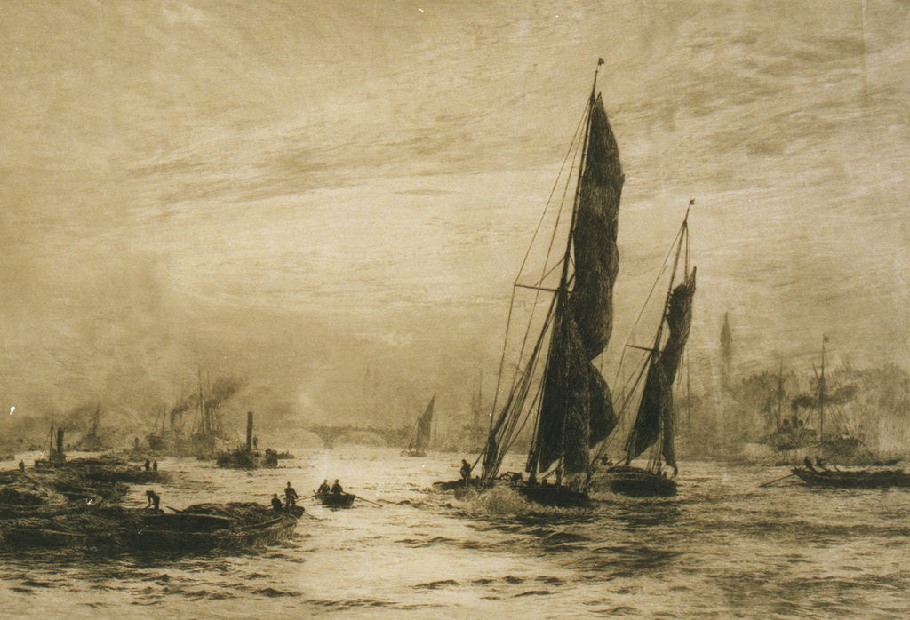Detail of Barge and other craft on the River by William Lionel Wyllie