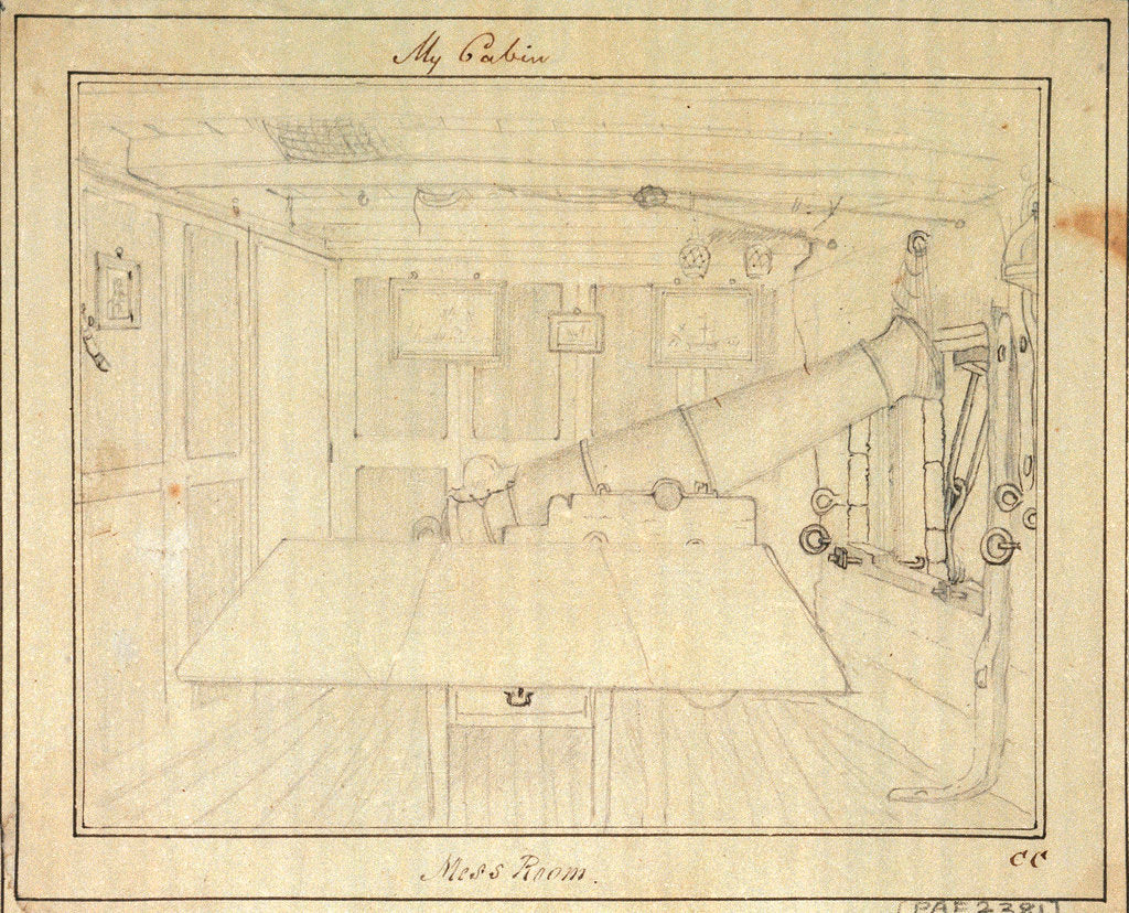 Detail of Sketch of accommodation in a vessel by Charles Copland