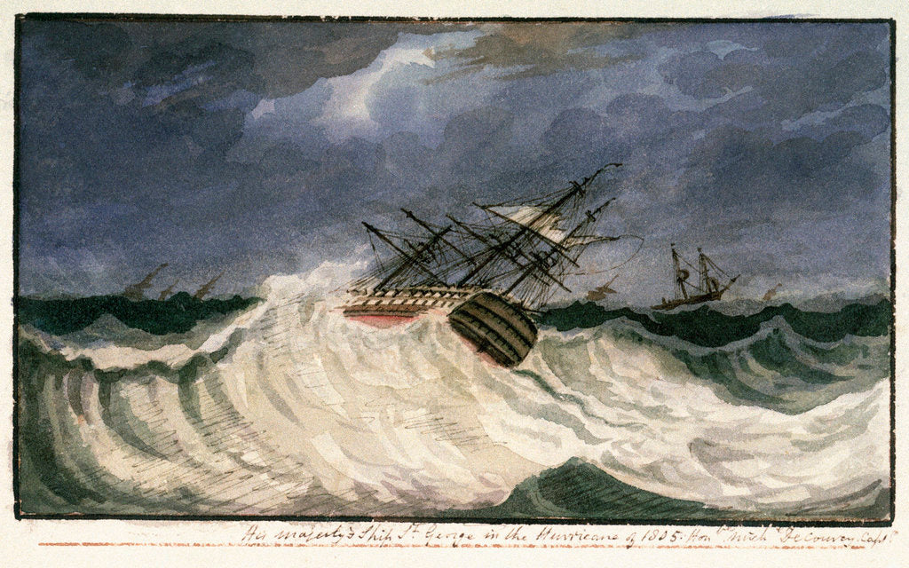 Detail of HMS 'St George' in the hurricane of 1805 by Edward Bamfylde Eagles