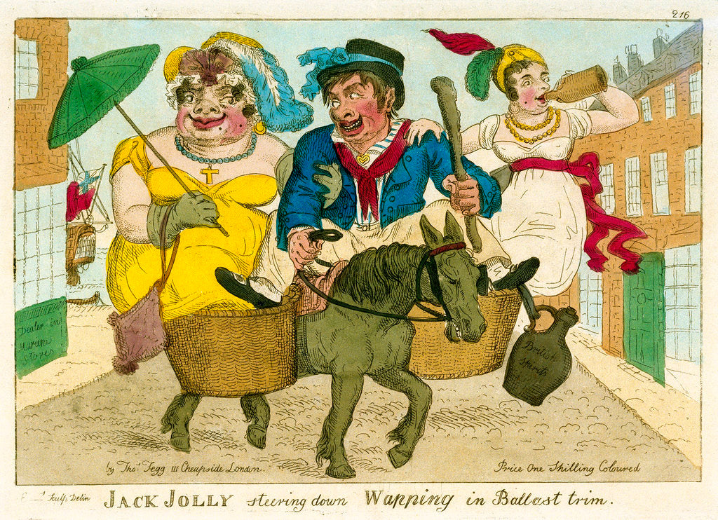 Detail of Jack Jolly steering down Wapping in Ballast trim by Thomas Tegg