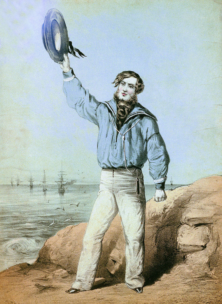 Detail of A sailor hails from shore by unknown