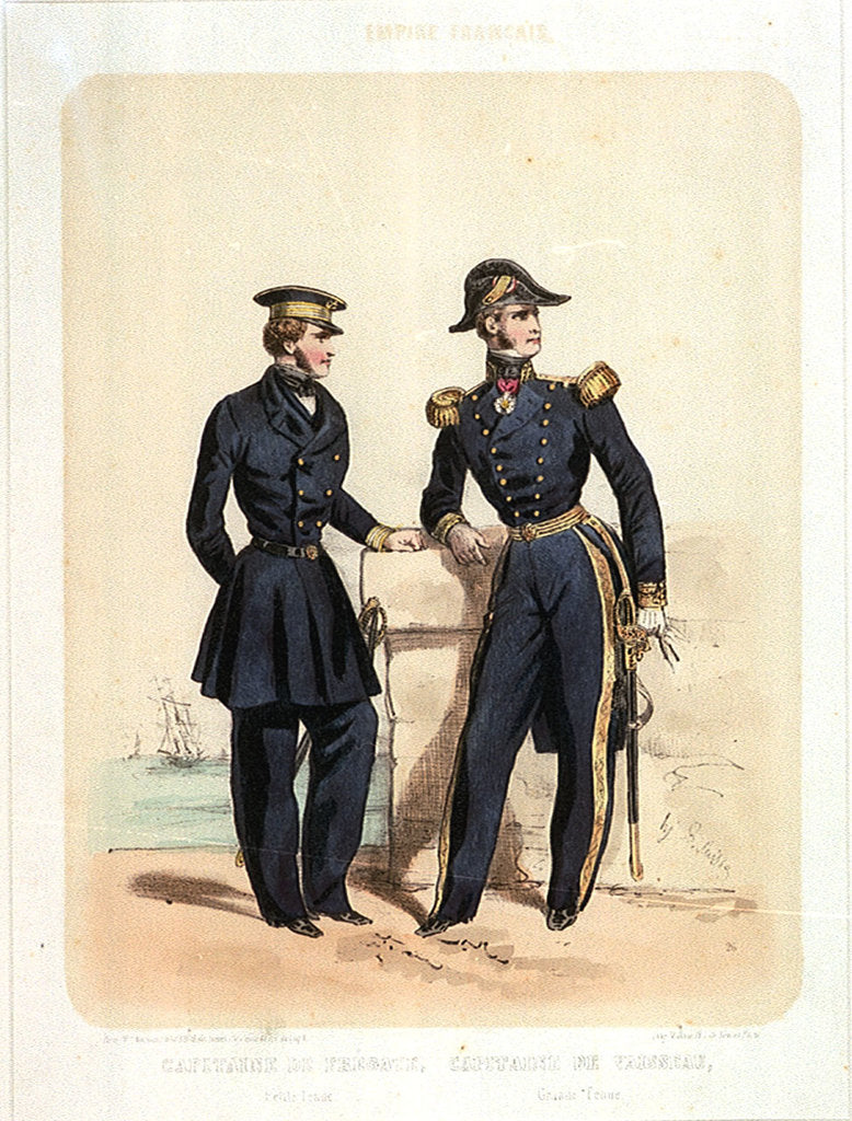 Detail of Empire Francais; Capitaire de Fregate (Petit Tenue), Capitaine de Vaisseau (Grande Tenue) (uniform) by de Villain