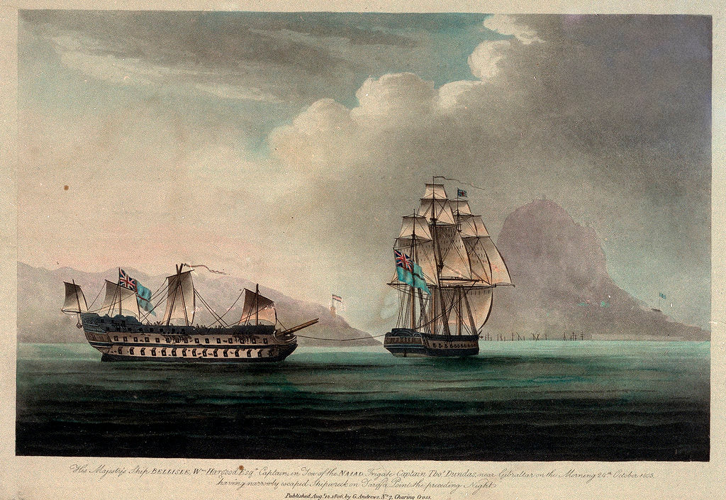 Detail of HMS 'Bellisle' near Gibraltar,  24 October 1805 by G. Andrews