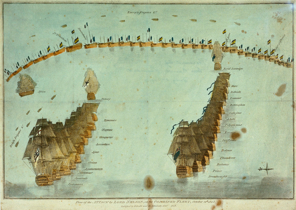 Detail of Plan of the attack by Lord Nelson, on the combined fleet, 21 October 1805 by Robert Dodd