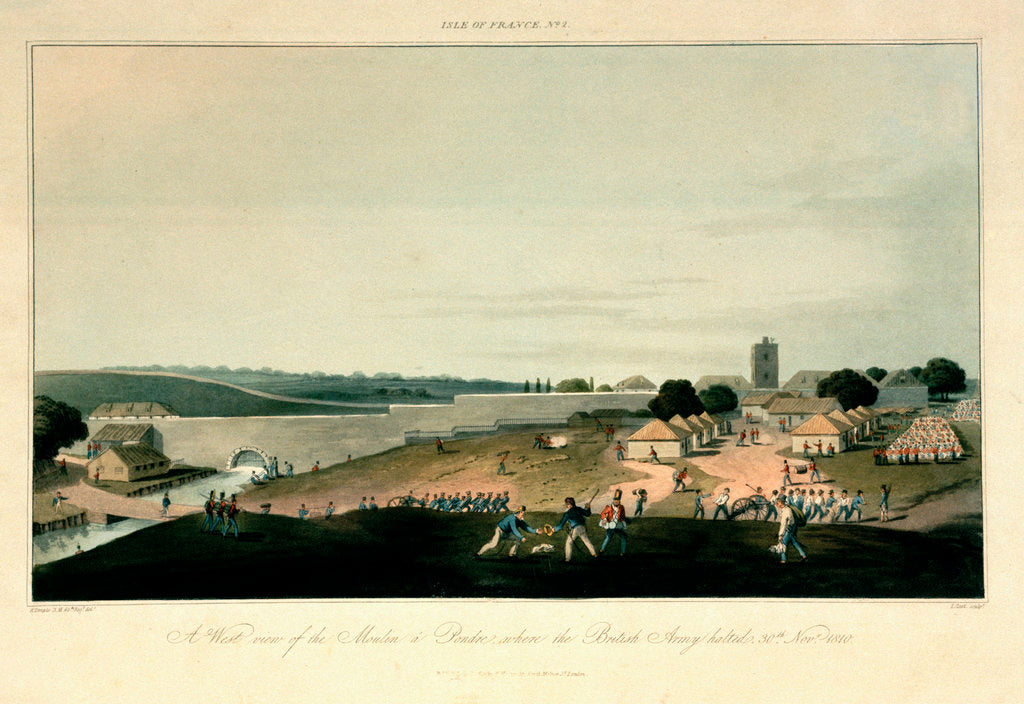 Detail of Isle of France No. 2. A west view of the Moulin a Pondre, where the British Army halted on 30 November 1810 by R. Temple