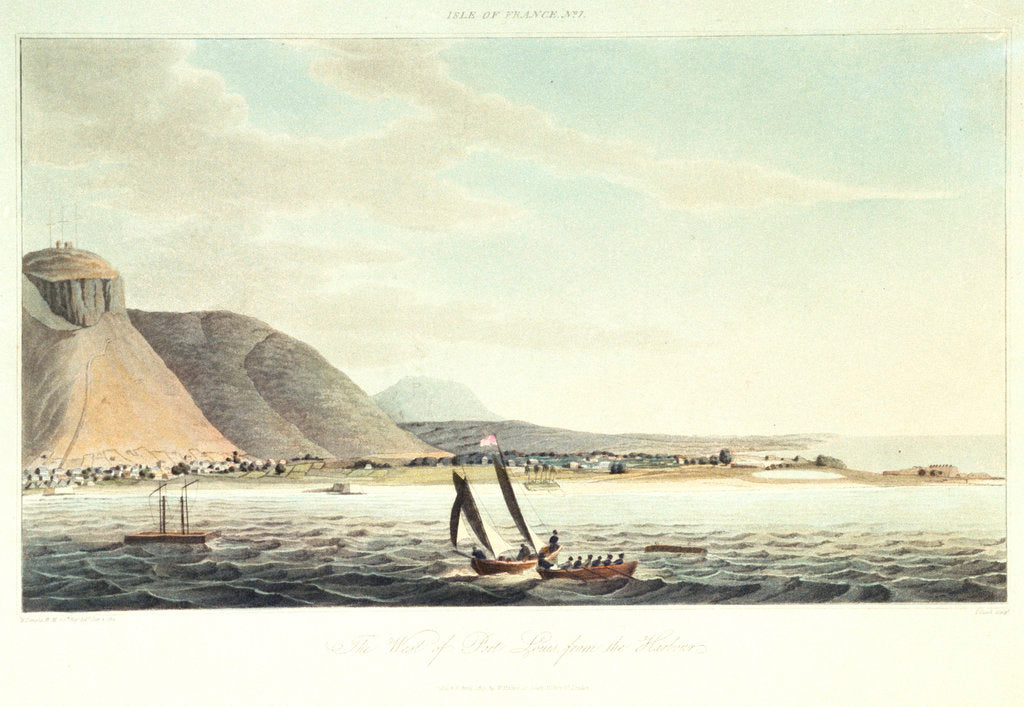Detail of Isle of France No.7: the west of Port Louis from the harbour by R. Temple