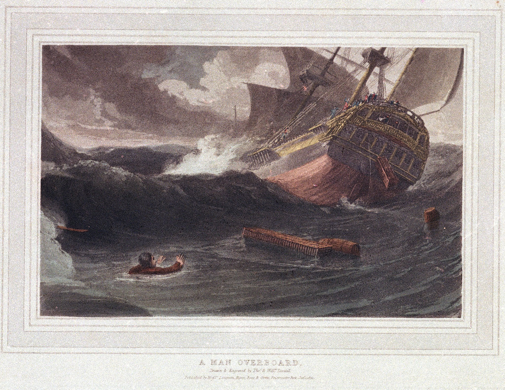 Detail of A man overboard by Thomas Daniell