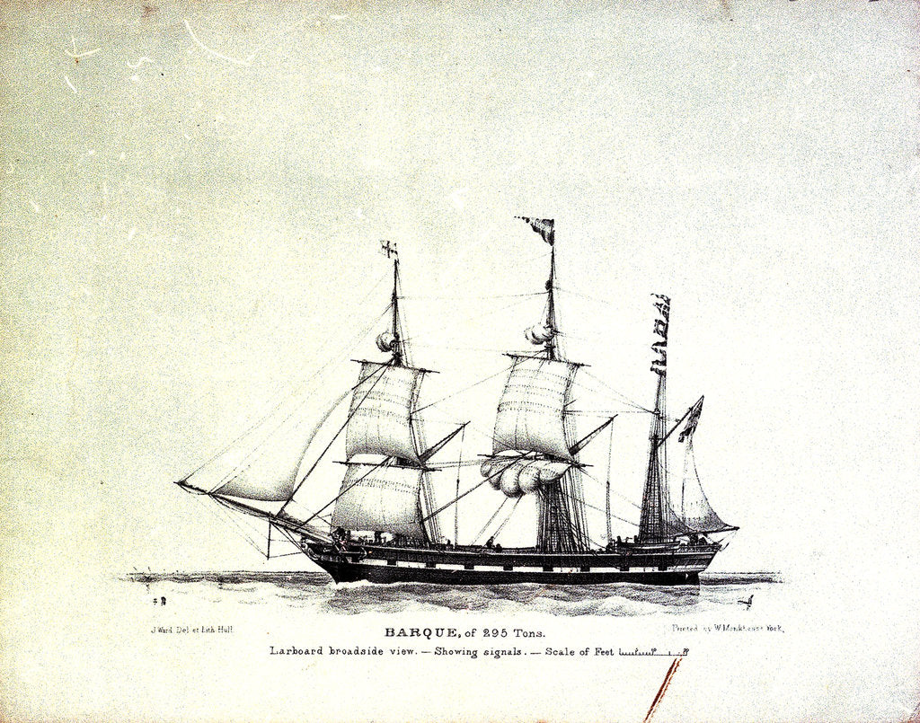 Detail of A barque of 295 tons by John Ward
