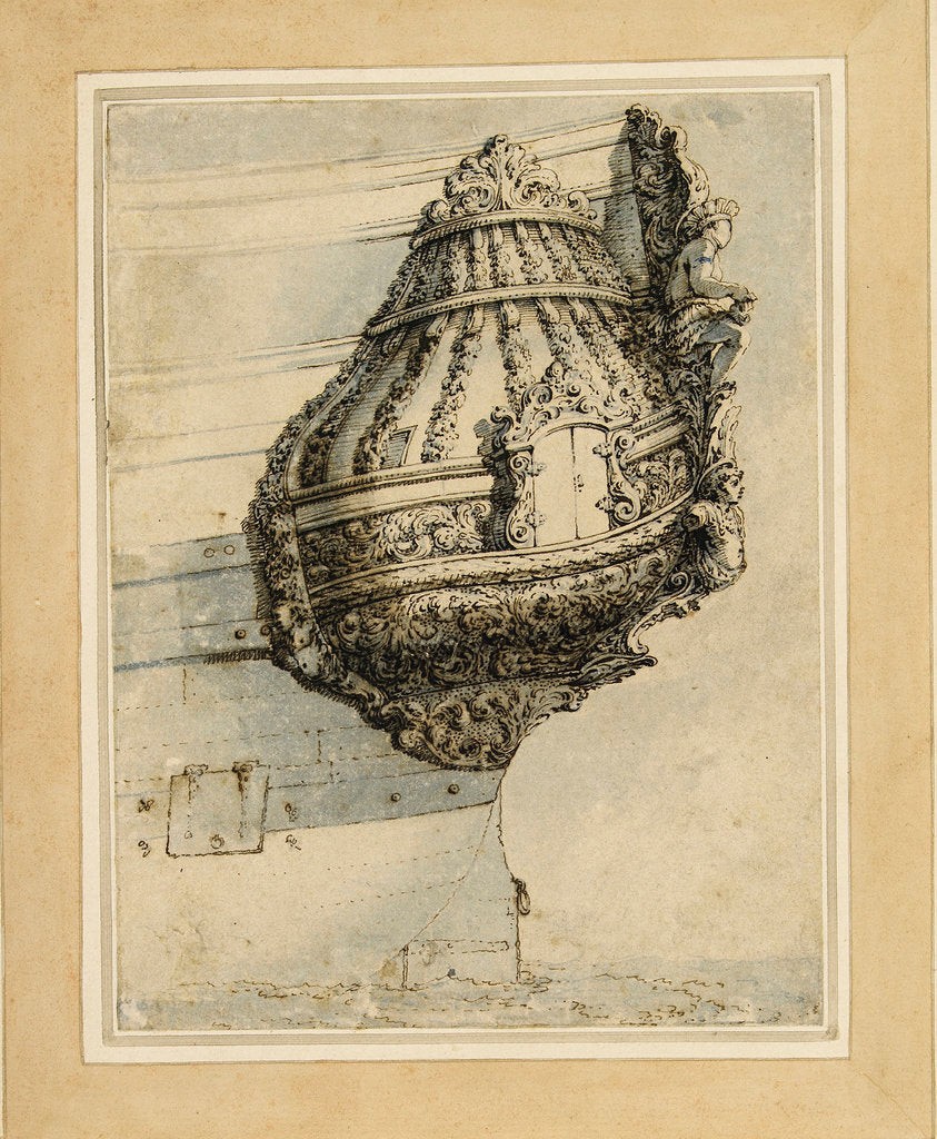 Detail of The port-quarter gallery of a small Dutch ship by Simon de Vlieger