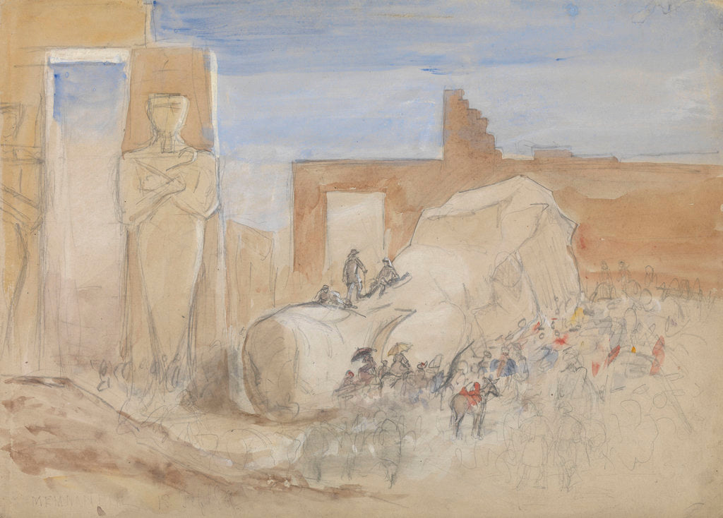 Detail of The Ramosseum, Thebes, Egypt by Oswald Walter Brierly