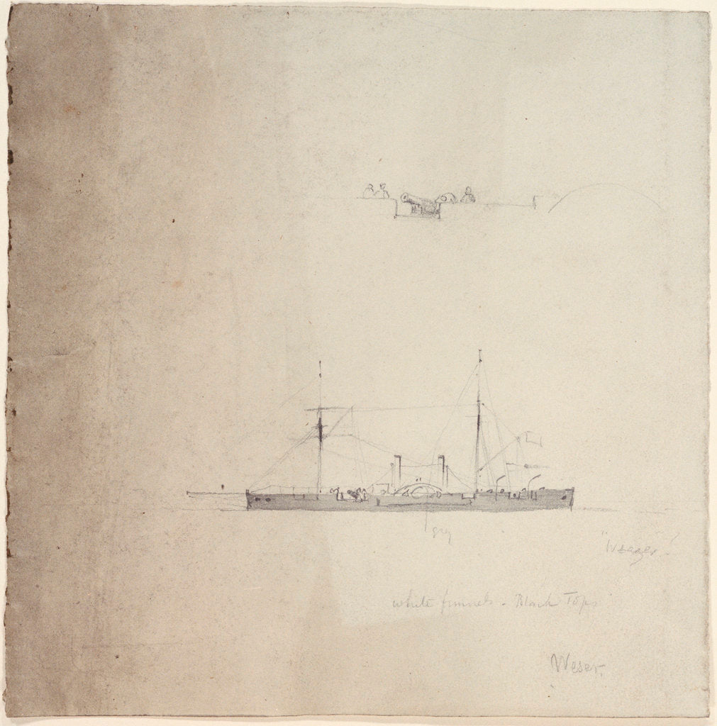 Detail of The gunboat 'Weser' by Oswald Walter Brierly