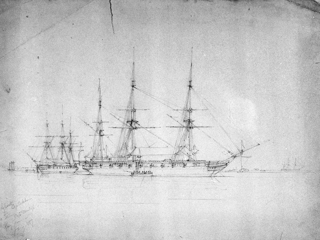 Detail of HMS 'Cossack' and 'Tartar', probably on the North American station, January 1857 by George Pechell Mends