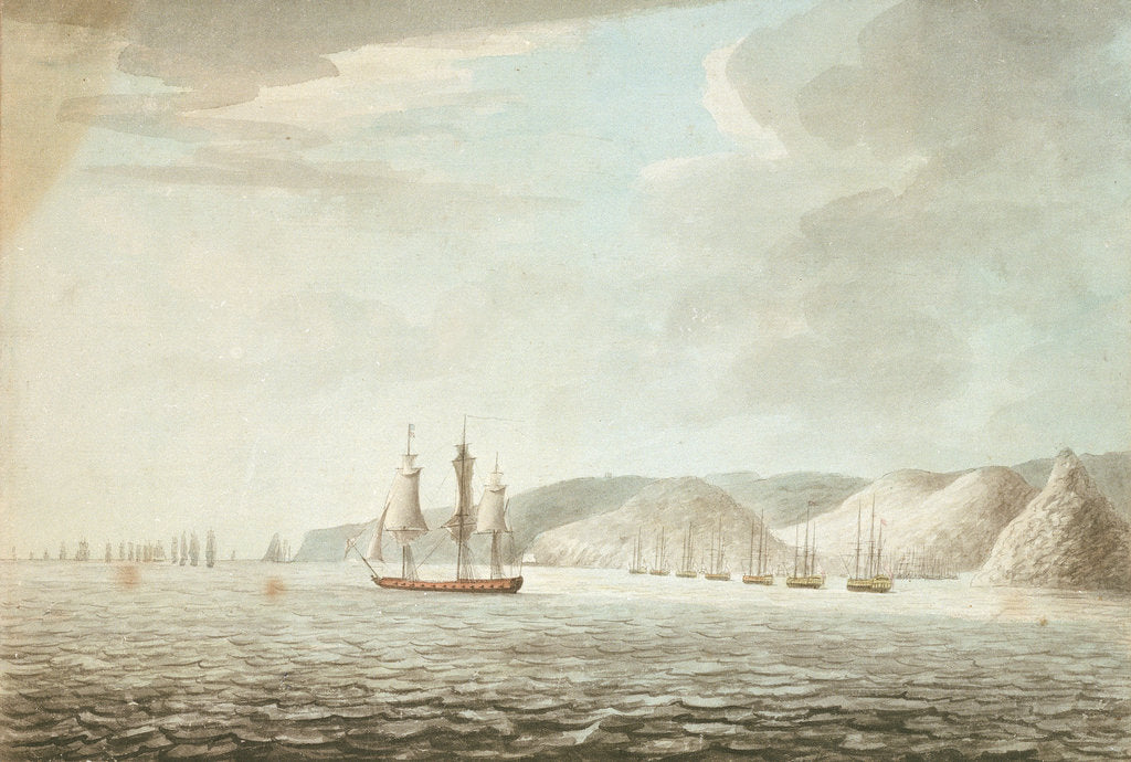 Detail of 'Barrington preparing to receive the French attack on the shipping in the Grand Cul de Sac in St Lucia, 14 Dec 1776'. by Dominic Serres