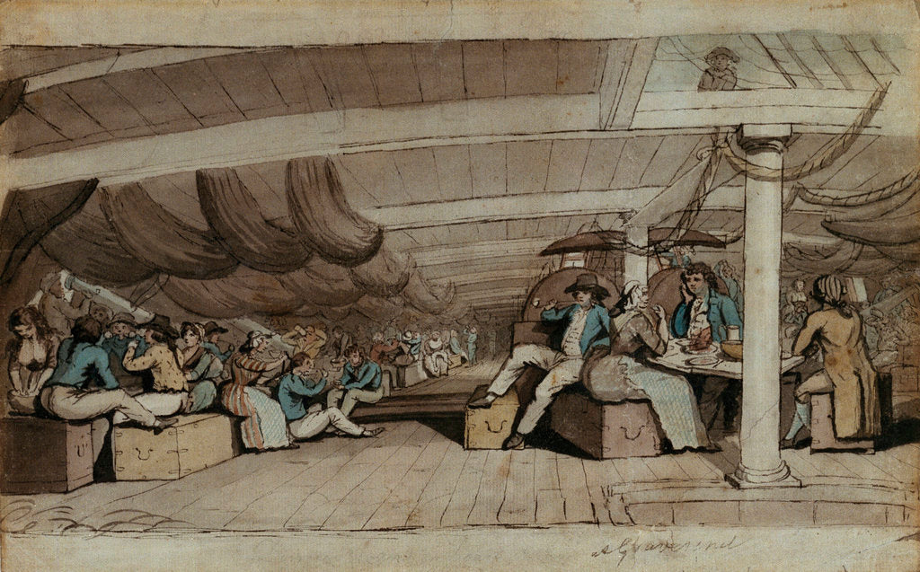 Detail of Dinner on board a ship at Gravesend by Wright