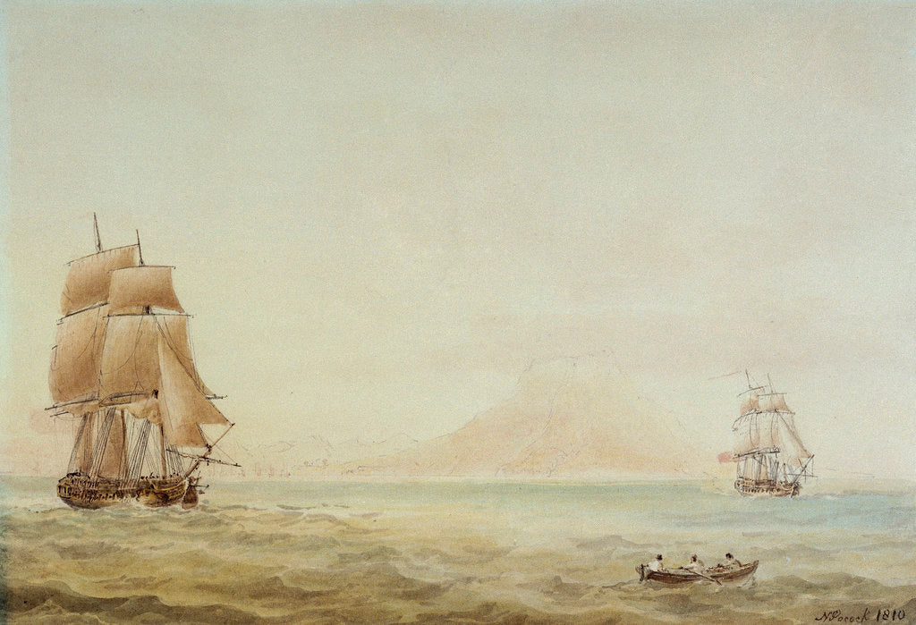 Detail of View of St Eustatius with the 'Boreas' (1784) by Nicholas Pocock