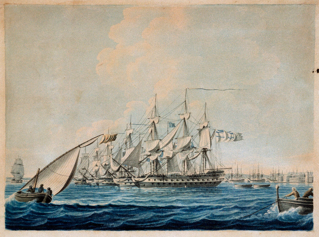 Detail of Nelson's inshore squadron blockading Cadiz, 1797 by Thomas Buttersworth