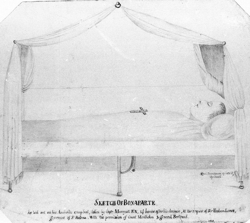 Detail of Sketch of Bonaparte. As laid out on his Austerlitz campbed, taken by captn Marryatt RN, 14 hours after his decease.....1821 by Frederick Marryat