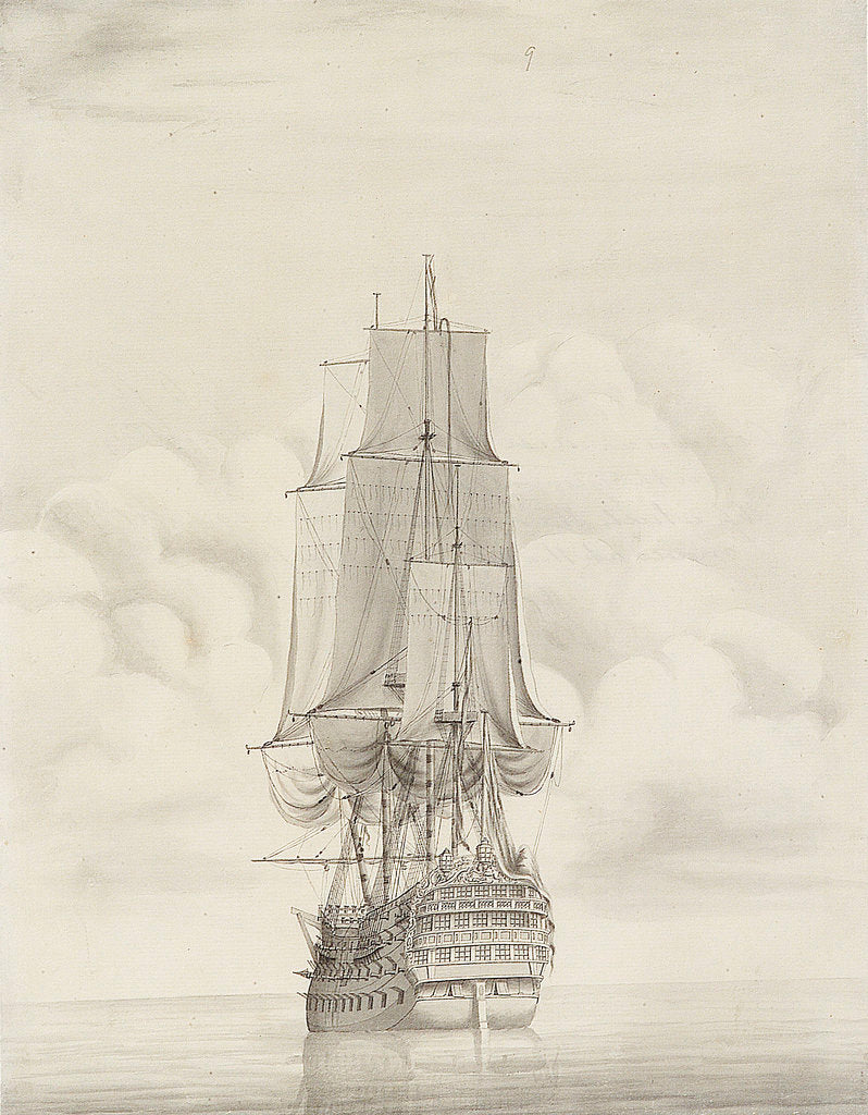 Detail of A frigate firing a gun by George Chambers Sr
