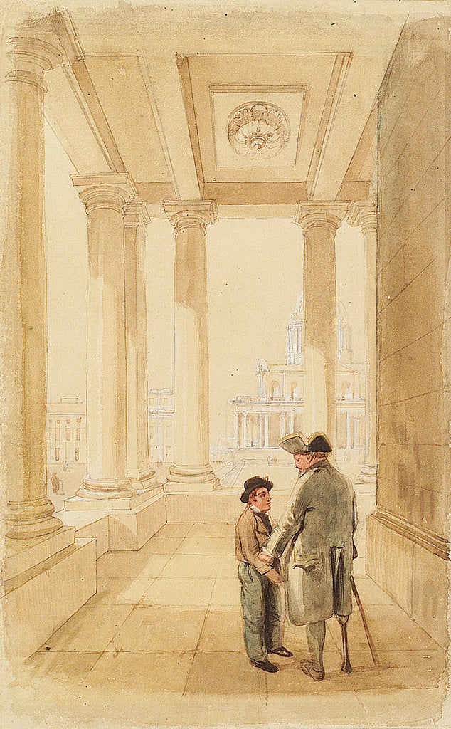 Detail of Jack and his father under the Colonnade by Clarkson Stanfield