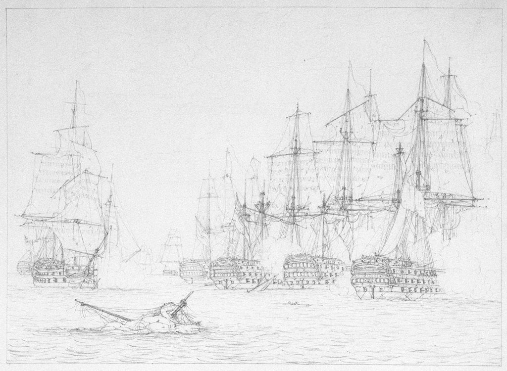 Detail of Trafalgar, 21 October 1805: 'Situation of HMS 'Bellerophon' by William Joy